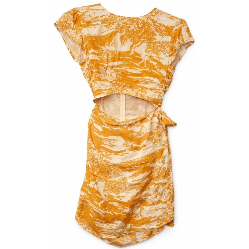 Reformation womens size 6 kittredge dress wearable art mustard yellow